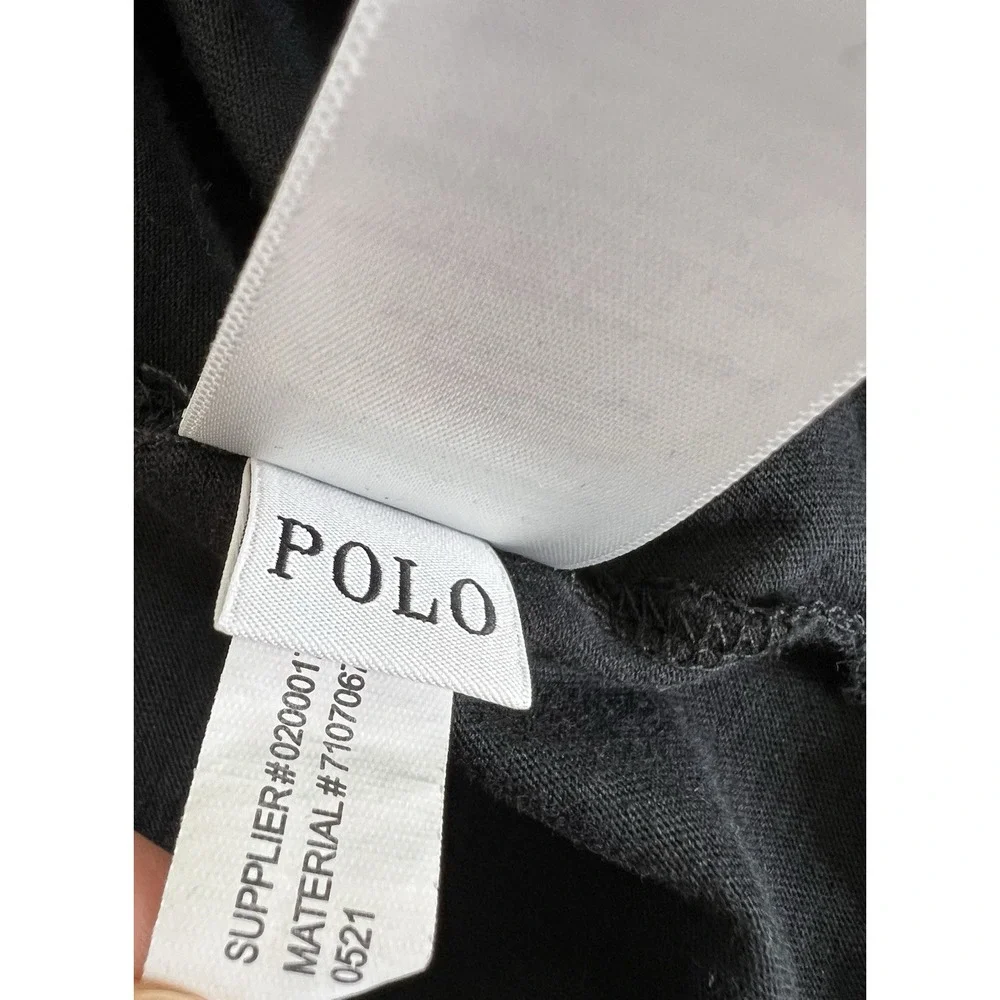 Polo Ralph Lauren Black V-Neck T-shirt Men Adult Large Long Sleeve Red Pony Logo